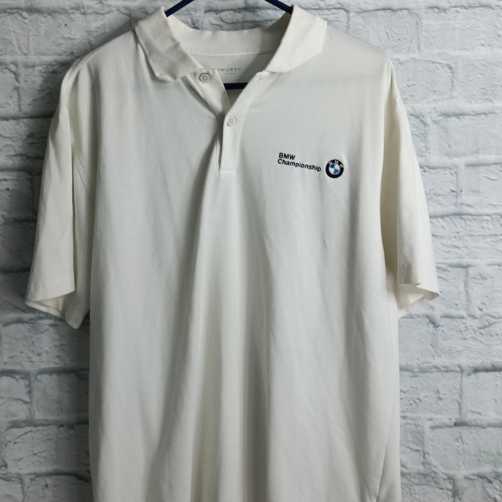 Ashworth Mens BMW Championship Golf Polo Shirt White Short Sleeve XL No Tag